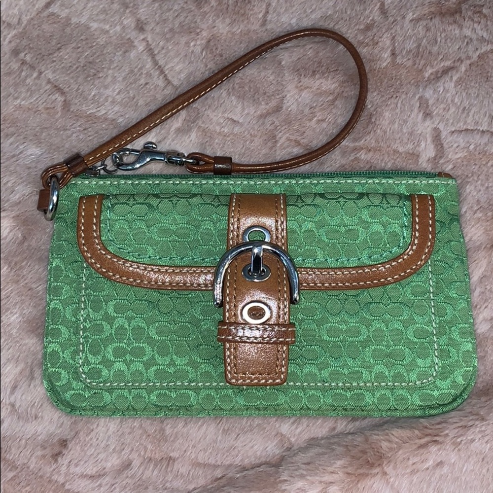Green Coach wristlet